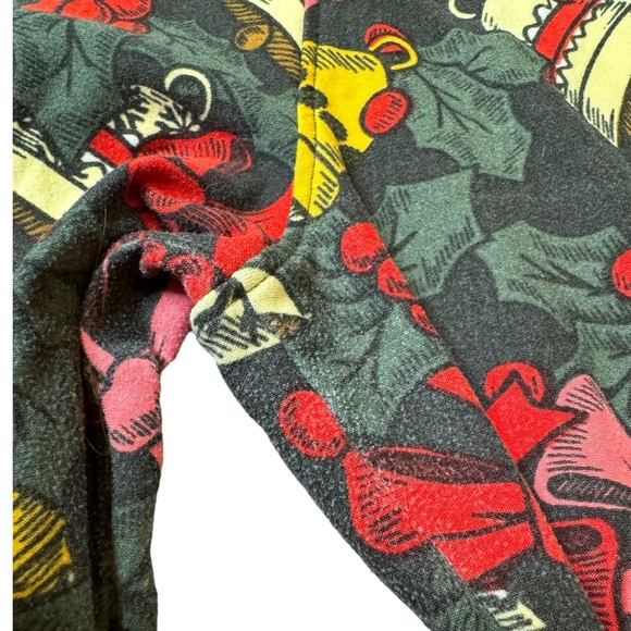 LuLaRoe TC Tall & Curvy Leggings Retro CHRISTMAS Ornament Gold Bells/Holly/Bows - Picture 5 of 5